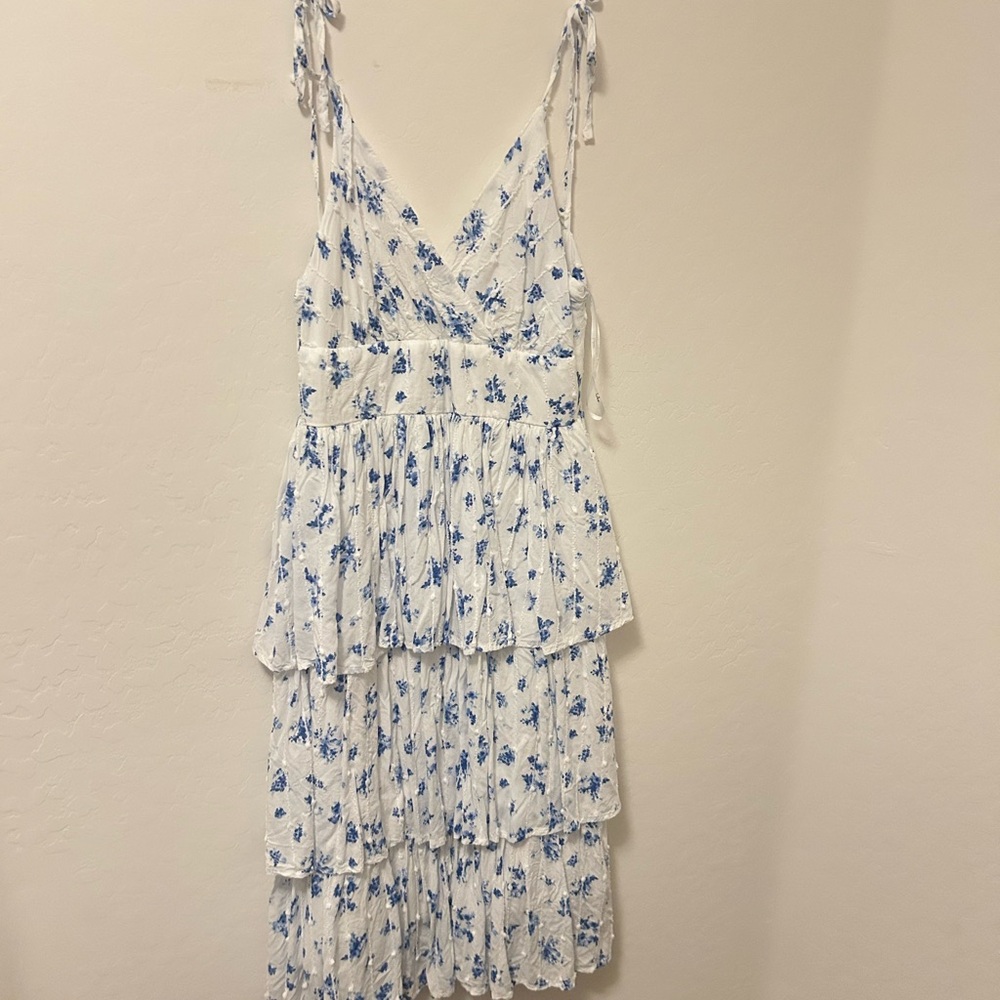 Lulu's Blue and Purple Tiered Midi Sundress